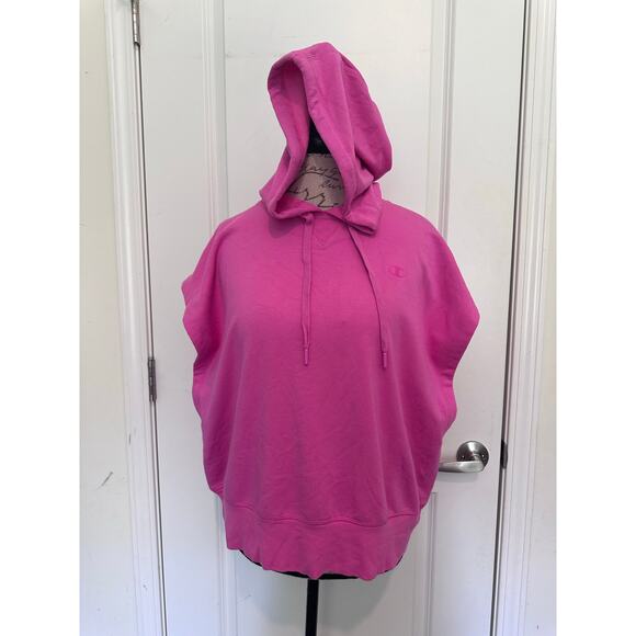 Champion Women sz XL Hot Pink Oversized Sleeveless Sweatshirt Hoodie Gym Comfort - Picture 5 of 10